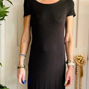 Black floorlength dress with open back And side slits